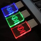4GB 8GB 16GB 32GB 64 GB Custom Imprinted 3D Colorful Engrave Logo USB Drive LED Crystal Flash USB