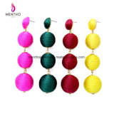 4 Colors New Fashion Popular Retro Long Wool Ball Tassel Women's Earrings Jewelry