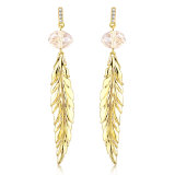 Female Jewelry Long Size Leaf Design Gold Earring