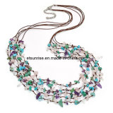 Semi Precious Stone Fashion Crystal Beaded Jewelry Necklace (ESB01305)