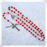 Religious Faceted Glass Beads Rosary Necklace, Glass Rosary (IO-cr116)