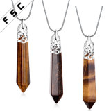 Fashion Brown Natural Crystal Quartz Drop Chakra Necklace