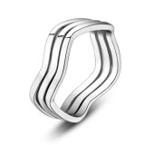 Simple Design Rhodium Three Circles Finger Rings Without Crystal