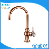 Handle with Crystal Rose Golden Kitchen Faucet Mixer