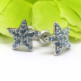 Wholesale Silver Alloy Pave Crystal Star Stud Earrings