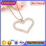 Fashion Crystal Pink Gold Heart Pendant Necklace Jewelry