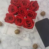Waterproof Crystal Clear Acrylic Flower Box for 9 Roses Display