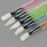 5PCS Gel Nail Art Carving Pen Brushes Silicone Head Acrylic Handle Salon Tool Set