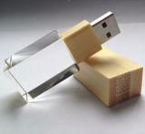 Wooden Crystal USB Flash Memory Disk 4GB, 8GB, 16GB, 32GB, 64GB Customized Logo for Gift