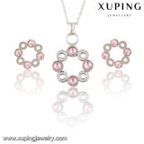 Fashion Elegant CZ Diamond Circles-Shaped Rhodium Jewelry Set for Girls - 63796