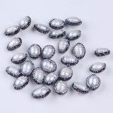 Natural Freshwater Pearl Loose Beads with Crystal Rhinestone Paved Connector