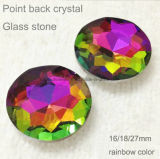 Round 27mm Rainbow Color Pointed Back Chaton K9 Glass Rhinestones Crystal (TP-Round 27mm rainbow)