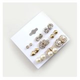 9pairs Set Earring Fashion Elegant Heart Crystal Pearl Flower Earrings