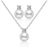 Elegant Girl Wedding Necklace Earrings Pearl Jewelry Set
