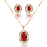 Wholesale Luxury Red Stone 18K Gold Fashion Jewelry Sets