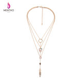 Retro Simple Multilayer Long Chain Detachable Women 's Necklace Shell Pattern Gem Pendant Jewelry