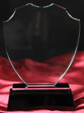 Transparent Shield Crystal with Black Base Crystal Trophy