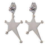 Fashion Irregular Five Star Crystal Steel Earring