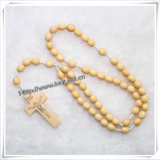 8*7 Mm Natural Wood Beads Rosary, Knotted Cord Rosaries (IO-cr068)