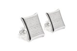 Fashion 925 Silver Flat Earring with Pave Setting