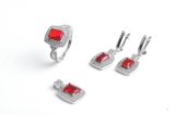 925 Sterling Silver Jewelry Set with Rectangular Cut CZ