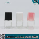 12ml Square Empty Glass Nail Polish Bottle with Round Nail Brush Cap