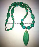Fashion Semi Precious Stone Natural Turquoise Crystal Beaded Necklace Jewelry