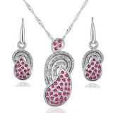 Red Crystal 925 Sterling Silver Jewelry Set Gemstone Jewelry