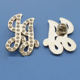 crystal stone die casting silver lapel pin