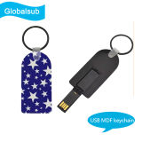 Customized Sublimation USB MDF Keychain for Digital Printing Blank