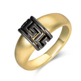 Black Greek Key Christmas Gift Artificial Gold Ring Jewelry