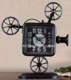Vintage Decorative Antique Black Projector Shape Metal Table Top Clock