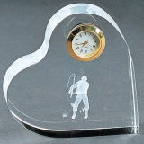 Crystal Glass Heart Clock for Wedding Favor Gift