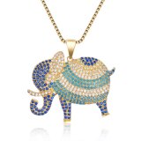 Elephant Pendant Fashion Jewelry Costume Crystal Necklace