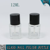 Custom 12ml Empty Glass Nail Polish Bottle with Black Cap Brush