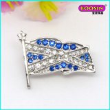 Fashion Alloy Manufacturer Wholesale Flag Shape Brooch with Rhinestone