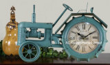Vintage Decorative Antique Green Tractor Shape Metal Table Top Clock