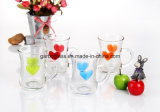 Colored Glass Tea Mug with Heart Embossed