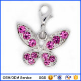 12 Years Manufacturer Deep Pink Crystal Butterfly Charm Pendant #11725