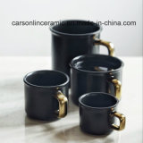 Hot Stoneware Ceramic Mug with Golden Handle
