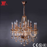 Crystal Chandelier with Amber Glass Decoration