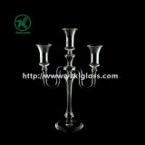 Glass Candle Holder with Three Posts by BV (10*22*34)