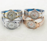 Luxury Women's Crystal Stainless Steel Chain Watch with Quartz Movement