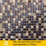 Dark Color Travertino Stone Mosaic with Crystal Glass Mosaic Tile