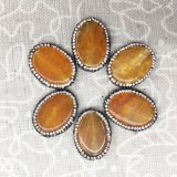 Nature Gem Stone Necklace Oval Agate Crystal Charms 25*18mm Pendants