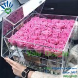 Customized Clear Acrylic Luxury Rose 25 or 30 Holes Rose Flower Gift Box with Lid