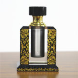 Jingyage Black Glass Crystal Perfume Bottle with The Golden Color Pattern Carved