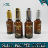 30ml Column Amber Essential Oil Glass Press Pump Dropper Bottle