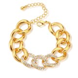 New Designs Yellow Gold Crystal Bracelets with Extension Chain