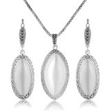 Hot Sale Item Silver Color Crystal Big Stone Jewelry Set